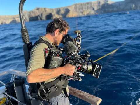 Chance Falkner, the DP, filming sharks